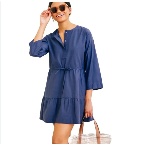 Tuckernuck | Pomander Place Lucy Mini Dress Tiered Button Popover Blue Size XS - Picture 2 of 11